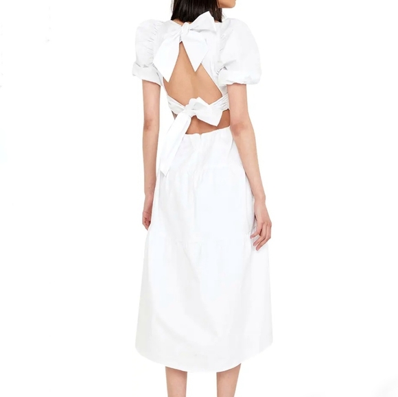 Bardot white tiered midi dress 6 - Picture 2 of 15